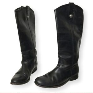 Frye Melissa Button Leather Riding Boots Black 7.5 B